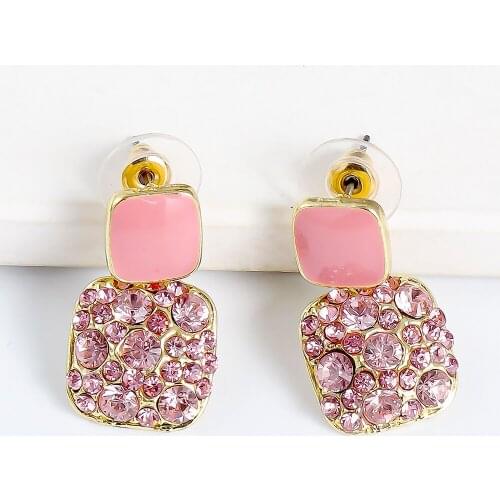 Girl Pinky Style Earring Za Wholesale Geometric Drop Earrings For Women 2021 Colorful Crystal Hanging Dangle Ear Ring Engagement
