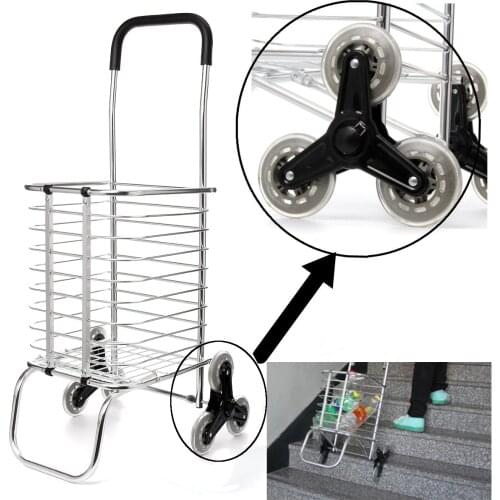 Shopping Carts Trolley Aluminium Foldable Luggage 6 Wheels Folding Basket Bag With Shopping Bag Oxford Upstairs