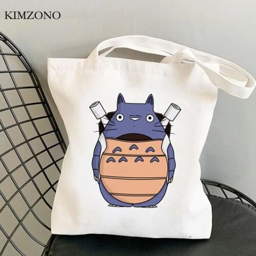Totoro shopping bag grocery tote bolsa shopper bolso cotton bag sac cabas reciclaje string ecobag custom