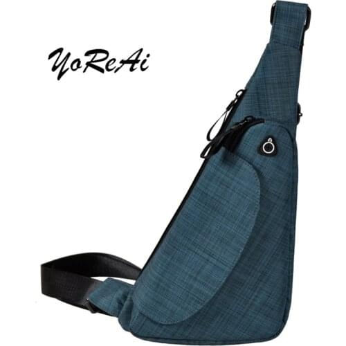 YoReAi 2021 Mens USB Charging Bag Phone Chest Bag Nylon Diagonal Package Travel Sports Bags CrossBody Anti-theft Cycling Pack