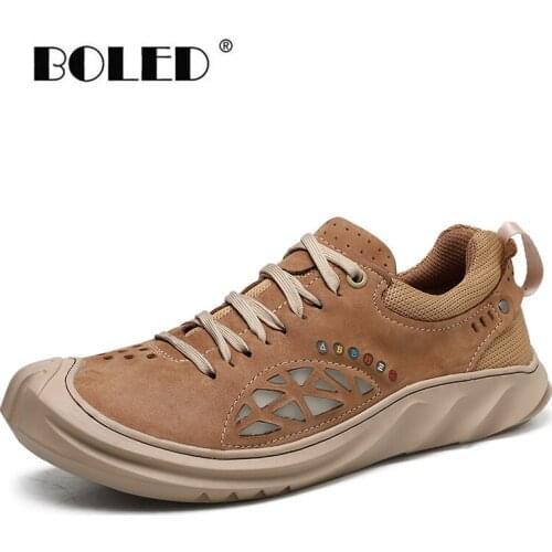 Natural Cow Leather Men Shoes Classic Spring Autumn Outdoor Casual Shoes Men Soft Comfort Non-slip Walking Shoes Flats