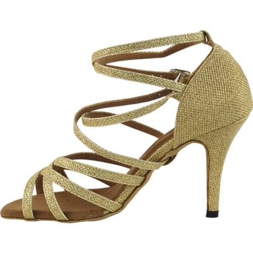 Practice Women Dance Shoes 10cm High Heel Gold Glitter Latin Salsa Ballroom Classic Dance Shoes Girls Party Dancing Shoes Women