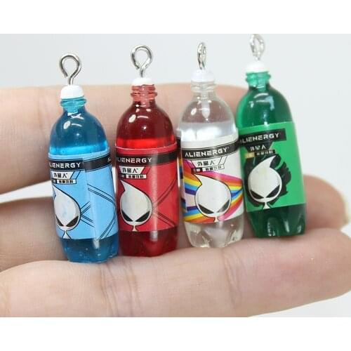 Yamily 10Pcs/Resin Drink Charm Dollhouse Simulation 3D Sport Drink Bottle Pendant Jewelry For DIY Earrings Keychain Accessories