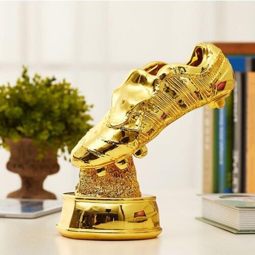 Customized Height Best Shooter Award Trophy Football Boot Champions Award Shoes Shape Cup Fans Souvenir Resin Material