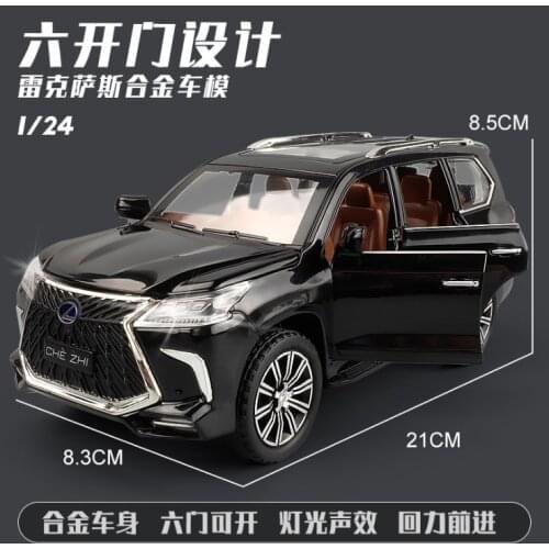 1: 24 Lexus LX570 car model simulation alloy car model return force toy off-road vehicle model childrens birthday gift black
