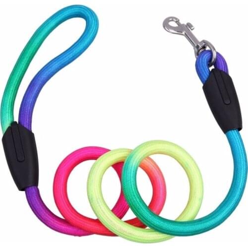 1pc Colorful Dog Leash Rope 1.2M Nylon Belt Pet Traction Walking Lead Rope Round Crude Training Leashes 3 Size S