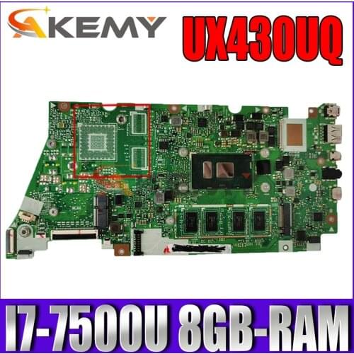 Akemy UX430UQ Laptop motherboard for ASUS ZenBook UX430UA UX430UQK UX430UN UX430U original mainboard 8GB-RAM I7-7500U GM