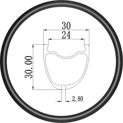 Asymmetry 700C 30mm Outer Width 24mm Inner Gravel Bike Carbon Rim Clincher Tubeless 30mm Height CycloCross Disc Bicycle Wheel