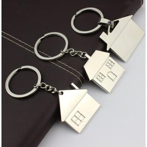 FREE shipping by FEDEX 100pcs/lot New Hot Novelty Zinc Alloy House Shaped Keychains Metal Cottage Keyrings