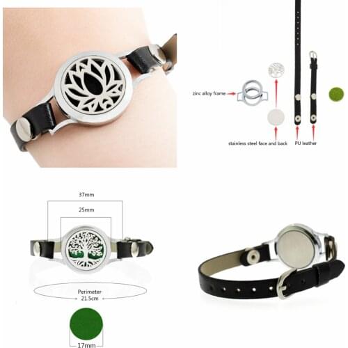 Bracelets Diffuser Locket Pu Leather 25mm twist screw locket Aroma Essential Oil Perfume for Women Kids Gift Pray hand tree star