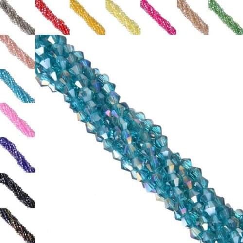 Two ends Crystal glass diamond section bead DIY 4mm 110PCS Loose Beads Jewelry Accessories High-quality New