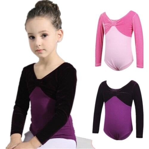 One Piece Kids Girls Long Sleeve Ballet Gymnastics Bodysuit Dance Clothes Children Leotard Cotton Ballet Costumes for Girl