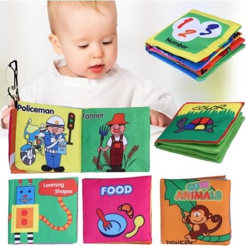 Baby Toys Soft Cloth Books Rustle Sound Infant Early Learning Educational Stroller Rattle Toy Newborn Crib Bed Toys Animal Style