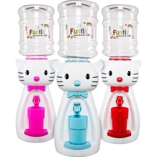 Children Water Dispenser + Glass Cat, Toy Set Pretend Kitchen Appliances Kids Play Comes Out Toy Simulation Drink Fountain