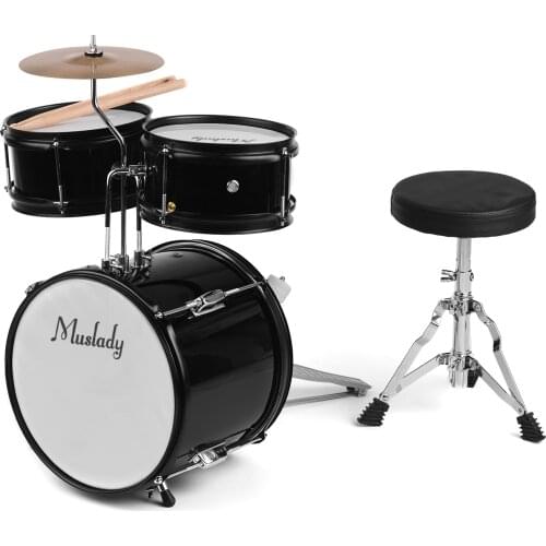 Muslady 3-Piece Drum Kit Kids Children Junior Drum Set Percussion Musical Instrument with Cymbal Drumsticks Adjustable Stool