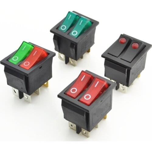 10pcs double button twin rocker switch 6 pins with lamp