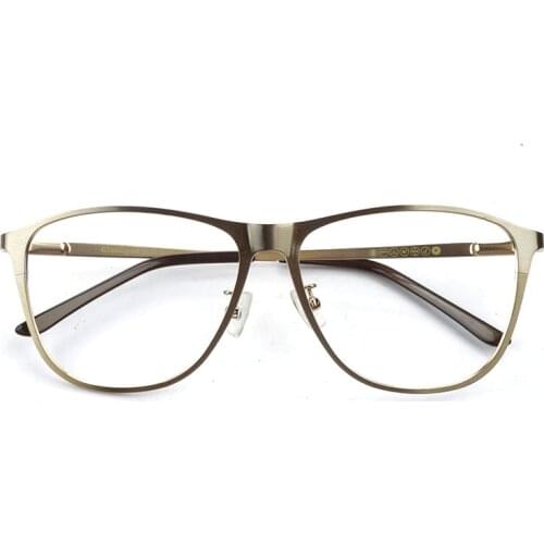 Oversized Eyeglasses Frames Stainless Steel Women Men Golden