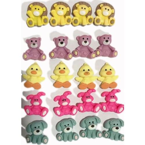 Kawaii Cartoon Resin Bear Lion Rabbit Flatback Cabochon Animals Phone Case Decoration DIY Scrapbooking Hair Bows Center