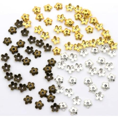 100pcs Mixed Small Size Flower Blanking End Bead Caps Spacer Diy Supplies Accessories For Jewelry Making Bracelet Neckalce