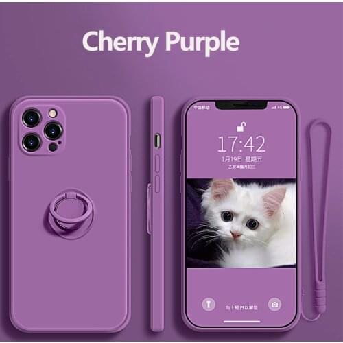 LOVECOM Liquid Silicone Square Phone Case For Huawei P40 Lite P30 P20 Pro Nova 7 Pro 8SE Mate 30 40 Ring Holder Soft Back Cover