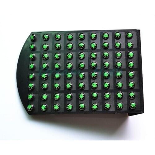 Hot Sale Green Leaf Earring Stud Ear Ring Nail Fashion Body Jewelry Ear Piercing For Girl Women 144pcs/lot Free Shipping