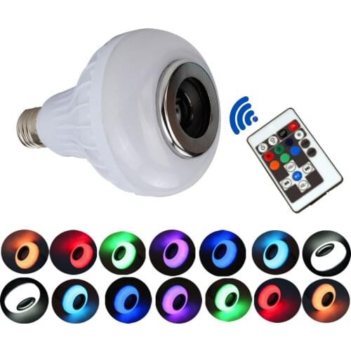 Hot E27 LED Light Bulb Llights bulb with Bluetooth Speaker RGB Changing Color Lamp Built-in Audio Speaker with Remote Controller