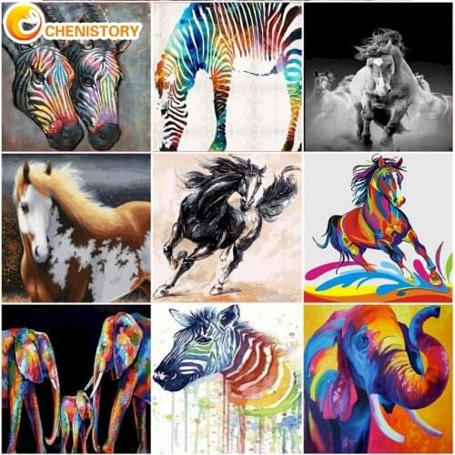 CHENISTORY Frame DIY Oil Picture By Numbers Animals HandPainted Zebra Kit Painting Of Number Children Wall Art Drawing Canvas De