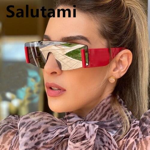 2021 New Fashion Luxury Brand Rimless One Piece Sunglasses For Women Vintage Red Black Gradient Sun Glasses Men Unique Eyewear