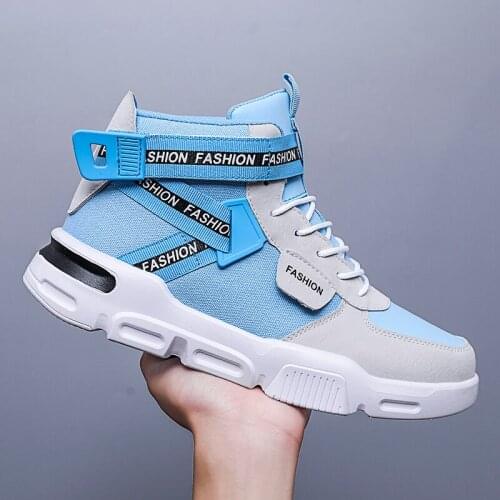 New Men Sneakers Outdoor Jogging Sport Shoes Leather Cushion High Top Tourism Casual Skateboard Training Running Tennis Shoes