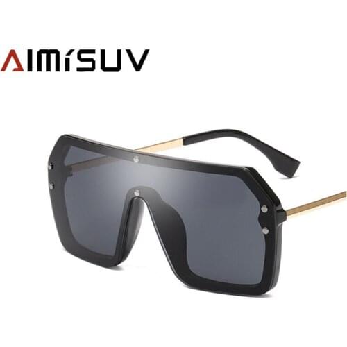 AIMISUV Oversized Visor Square Sunglasses Men Mirror Lens Big Frame Goggle For Women UV400 oculo de sol masculino