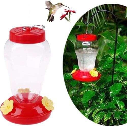 Plastics Bird Water Feeder Bottle Hanging Hummingbird Feeder Garden Outdoor Plastic Flower Iron Hook Bird Feeder