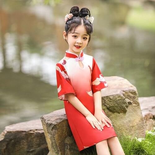 Girls Dresses Childrens Hanfu Super Fairy Ancient Style Little Girl Tang Dress Cheongsam Summer Kids Clothes