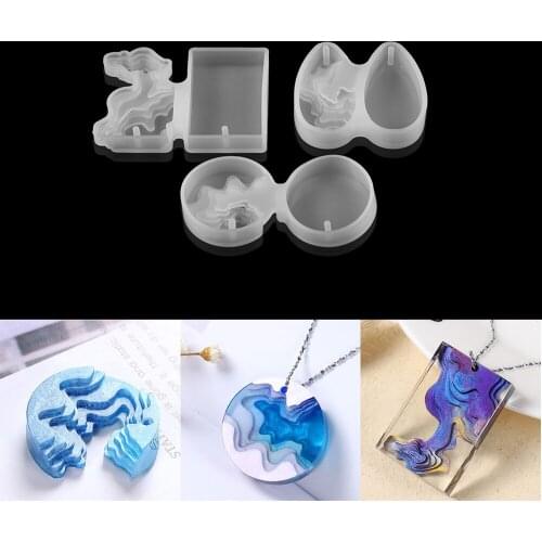Crystal Island Mountain Epoxy Resin Molds Mountain Concrete Pendant For DIY Resin Epoxy Casting Mold Silicone Jewelry Making