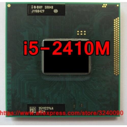 Intel Core i5-2410M i5 2410M SR04B 2.3 GHz Dual-Core Quad-Thread CPU Processor 3M 35W Socket G2 / rPGA988B
