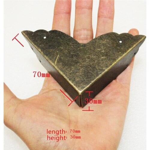 Right angle Antique legs Wooden Box package Hardware Corner Brackets decoration Four sides protection,Iron Corners,7cm,4Pcs
