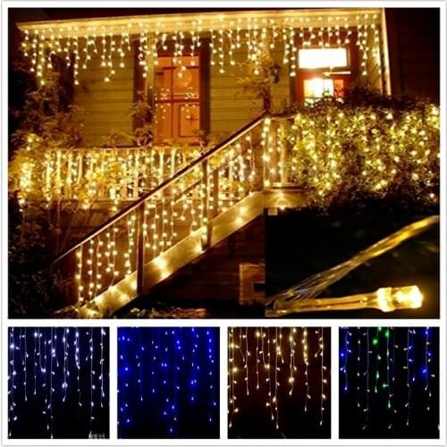 Led Light Garlands Christmas Lights Curtain Icicle String Lights Droop 0.4-0.6m Fairy Lights for Room Window Wedding Decoration
