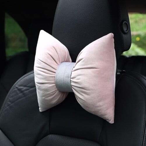 Cute Bowknot Universal Car Seat Headrest Neck Pillow Car Supplies Auto Waist Support Car Accessories Interior for Women