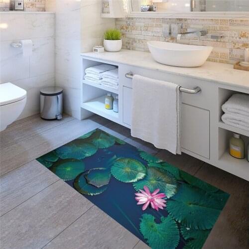 Water lilies pattern PVC floor sticker Kitchen Study Room waterproof non-slip wear-resistant floor stickers fashion Home decor