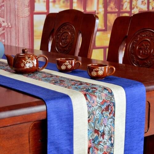 Chinese style high quality table runner wholesale embroider table runner for wedding hotel dinner party colorful