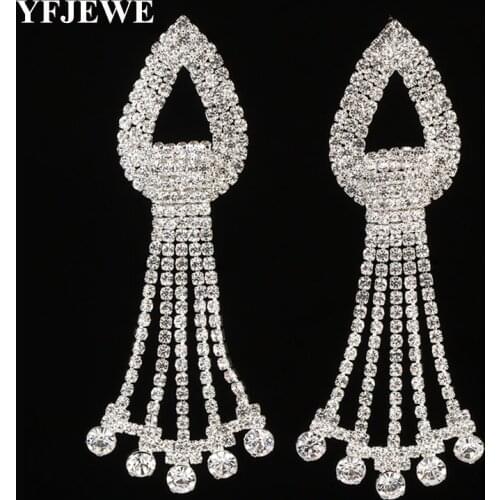 YFJEWE Arrived Hot Sale big drop earrings for woman of crystal oorbellen Sliver Plated&Gold Zinc Alloy earring jewelry E250