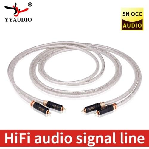 YYAUDIO Silver-plated QED Signature Hifi RCA Audio Cable 6N OFC 2RCA Interconnect Cable with Gold-Plated RCA plug