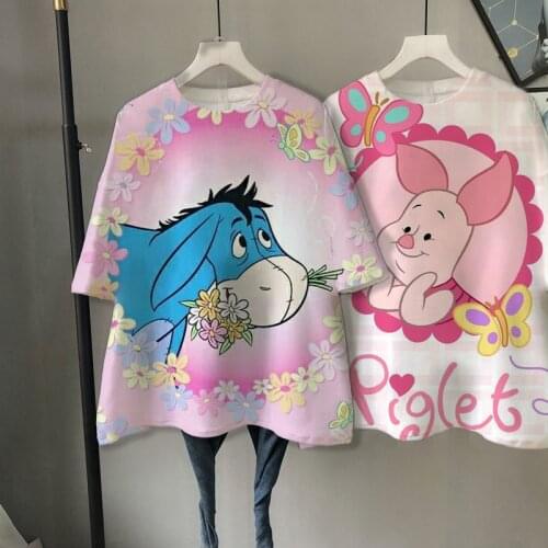 2021 Disney new 3D print Winnie the Pooh Pig Harajuku summer casual women T-shirt Ulzzang streetwear Kawai print T-shirt