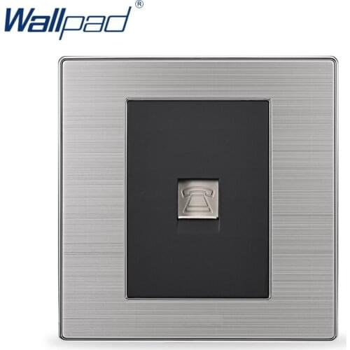 2019 Hot Sale Telephone Socket Wallpad Luxury Wall Power Socket TEL Outlet Black / Champagne AC 110-250V