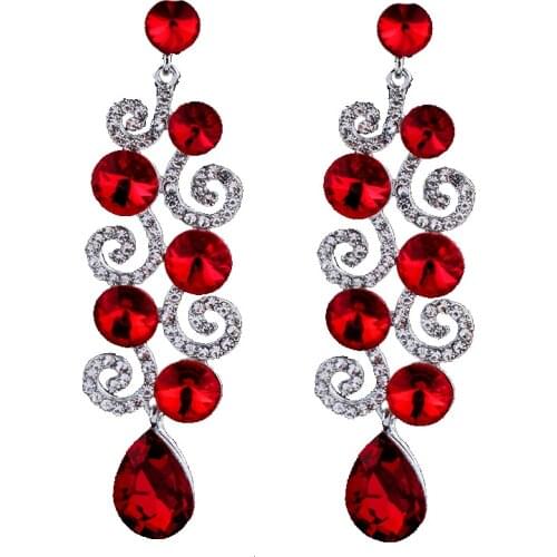 Luxury Crystal Wedding Earrings Rhinestone Silver Color Long Earrings for Women Bridal Statement Earrings Fashion Jewelry