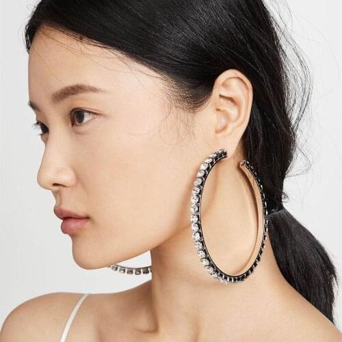 2021 womens Sparkling Rhinestone Hoop Earrings Hot Sale Boho Girl Jewelry Collection Accessory Earrings