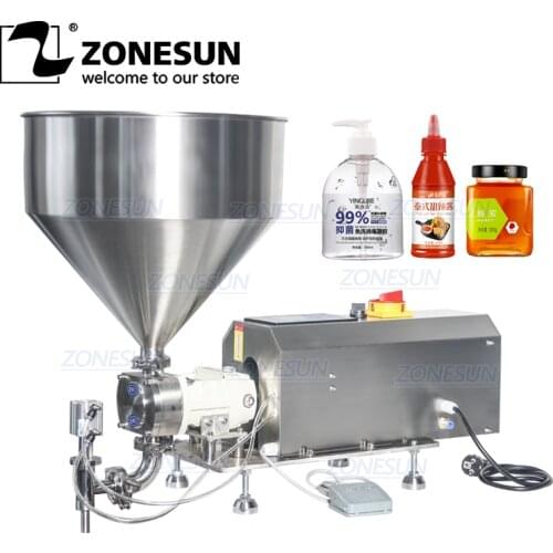 ZONESUN Rotor Pump Semi-Automatic High Viscosity Liquid Paste Peanut Butter Filling Machine Liquid Water Bottle Filler