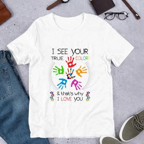 100% CottonAutism Supporters Tshirt Autism Awareness Mom Dad Fighter Graphic Tees Shirt