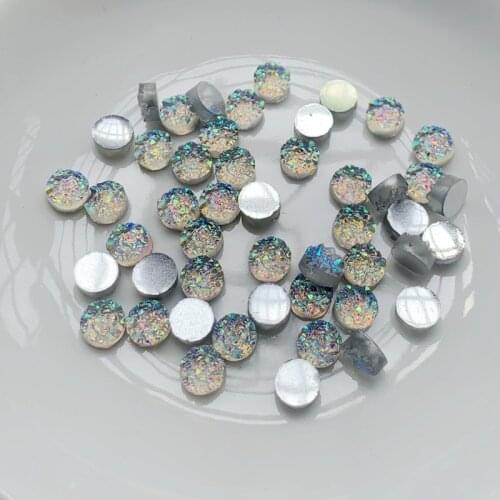 150pcs 6mm Druzy Stone Surface Round Resin Flatback Cabochon DIY Craft Artesanato Accessories -0E43