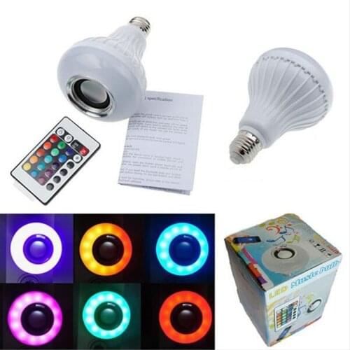 20pcs/lot LED Wireless RGB Bluetooth Speaker Bulb E27 E26 B22 LED RGB Light Music Playing Lamp By Remote Control House Hold