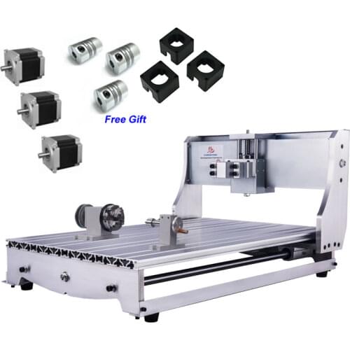 4 Axis Aluminum 6040 CNC Frame Kit Engraving Machine Rack with 3pcs Couplings NEMA 23 57 stepper Motor Bracket